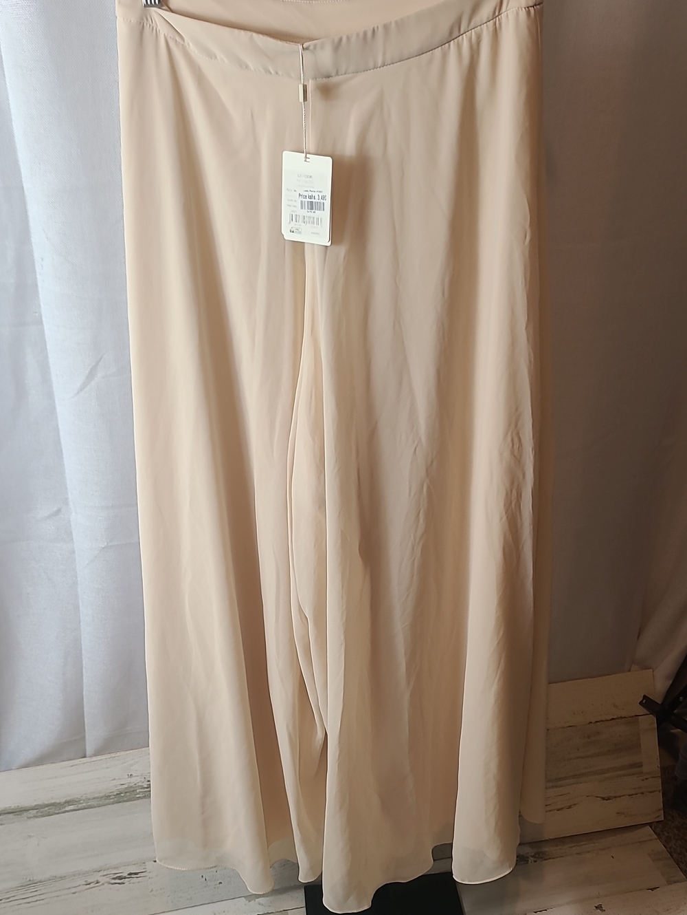 NWT Levidor Cream Chiffon Wide-Leg Palazzo Pants / Maxi Skirt Look -  Size 10-12